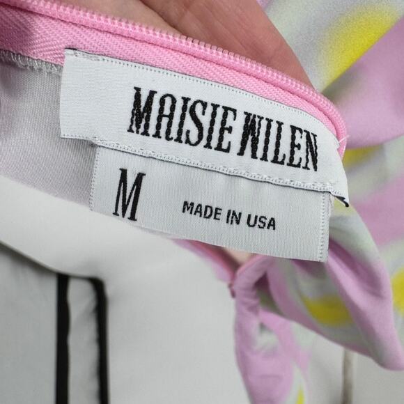 Maisie Wilen Dress Mini Pink Medium Dots Spaghetti Straps Ruched - Picture 6 of 6